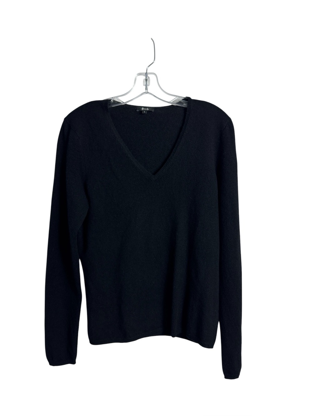 Harrods 100% Cashmere Black V Neck Sweater Size Large